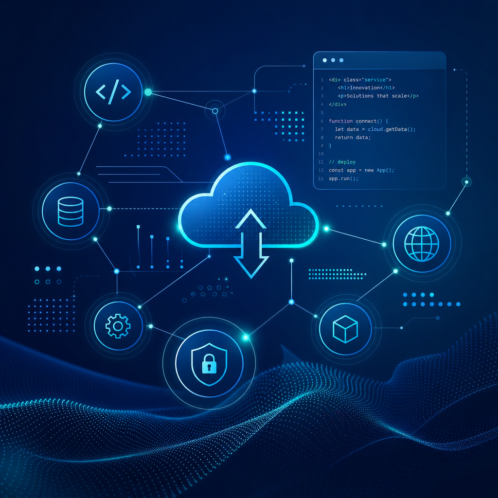 Abstract technology illustration representing software services