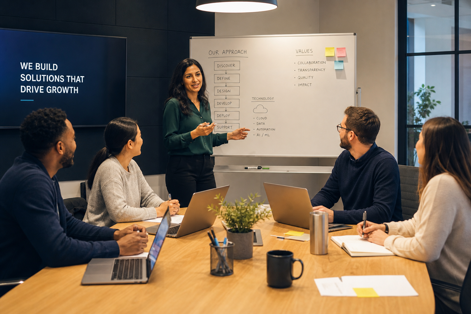 BornLucks consulting team in a collaborative meeting